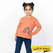 خرید عمده بلوز دخترانه طرح خرس و دوچرخه | بچگانه (3 تایی)