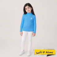 خرید عمده بلوز رنگ آبی دخترانه طرح کشباف رنگینی | بچگانه (3 تایی)