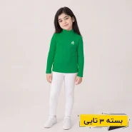خرید عمده بلوز رنگ سبز سیدی دخترانه طرح کشباف رنگینی | بچگانه (3 تایی)