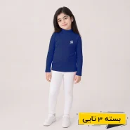 خرید عمده بلوز رنگ سرمه ای دخترانه طرح کشباف رنگینی | بچگانه (3 تایی)