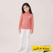 خرید عمده بلوز رنگ گلبهی دخترانه طرح کشباف رنگینی | بچگانه (3 تایی)
